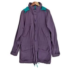 Vtg 90s Eddie Bauer Hooded Nylon Windbreaker Rain Jacket Mens Small